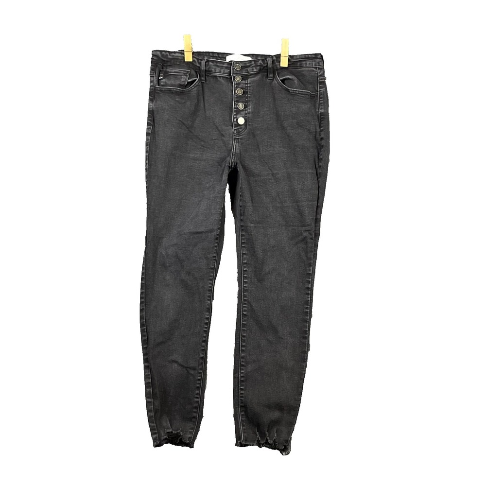 KanCan Bianca Skinny Jeans Womens XL Denim High Rise Button Fly Raw Hem Skate